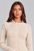 Cable Knit Lace Trim Mini Dress
