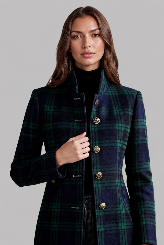 Long Check Overcoat