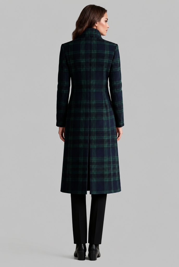 Long Check Overcoat