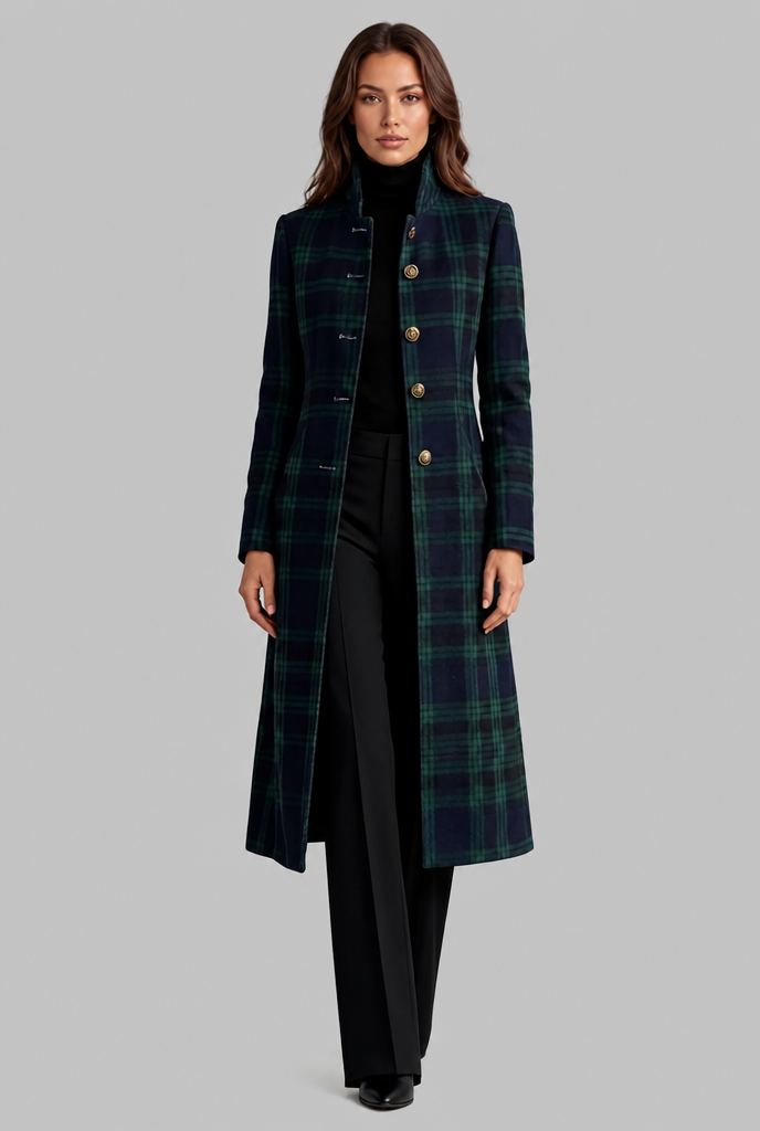 Long Check Overcoat