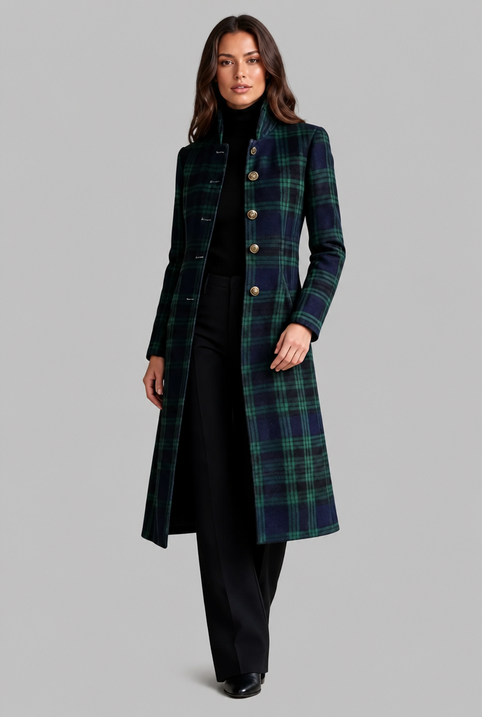 Long Check Overcoat