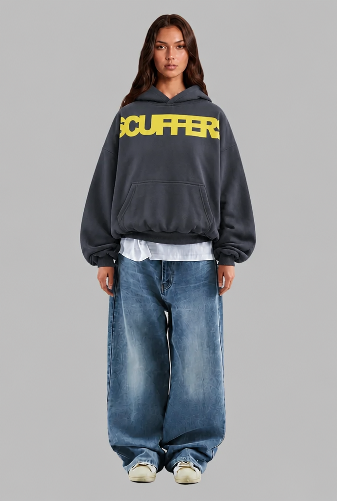 Oversized Washed Logo Hoodie