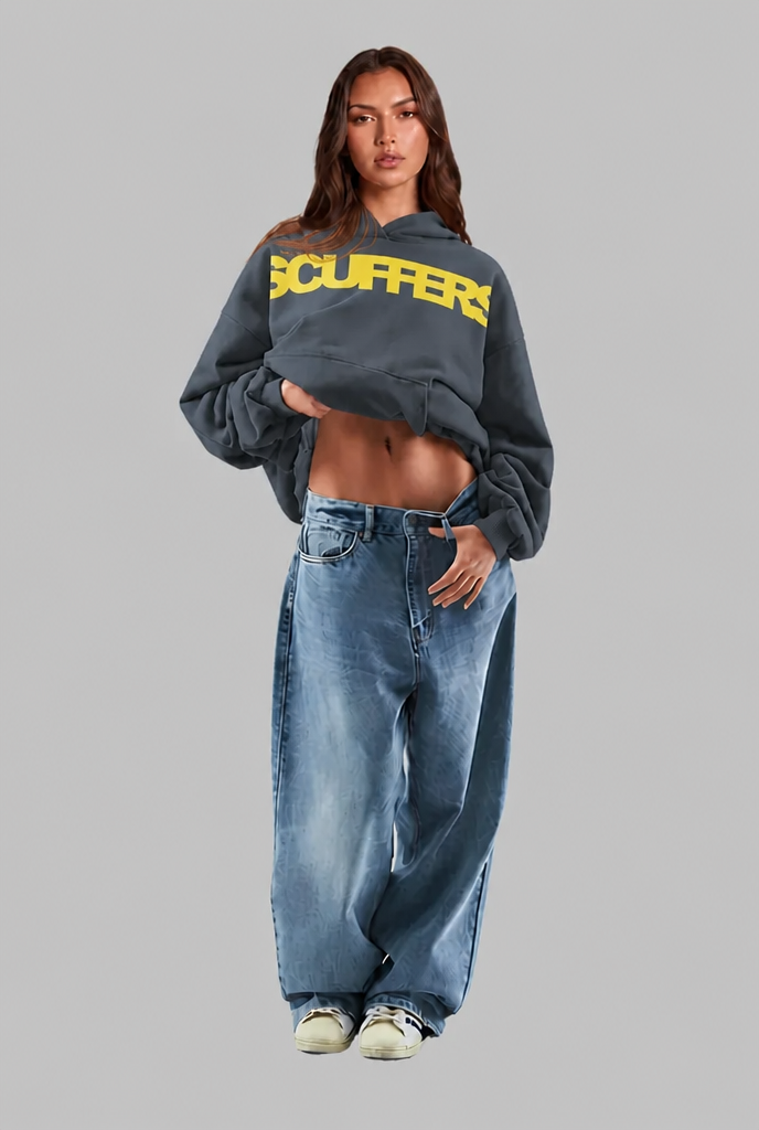 Oversized Washed Logo Hoodie