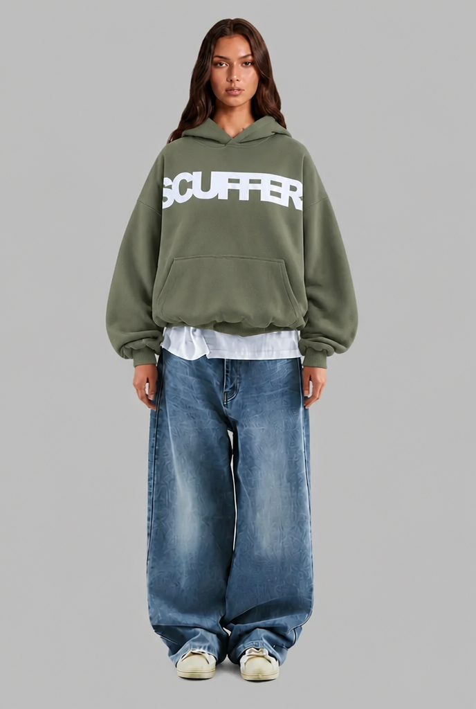 Oversized Washed Logo Hoodie