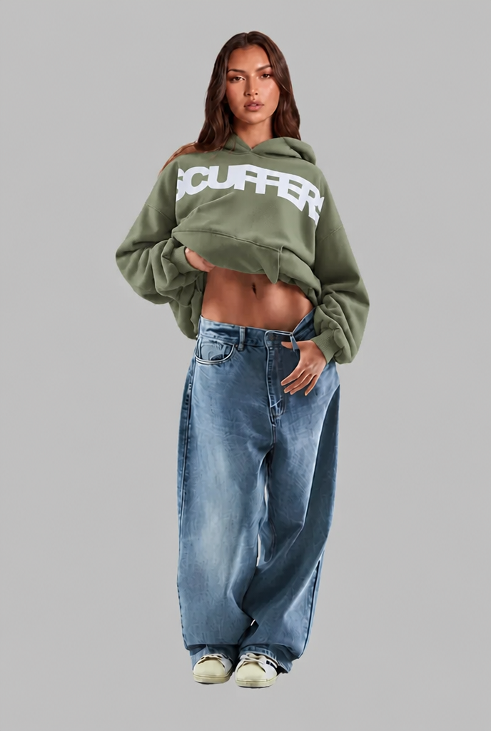 Oversized Washed Logo Hoodie