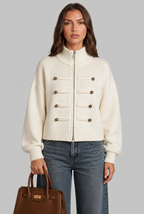 Military Zip Up Knit Cardigan