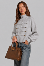 Military Zip Up Knit Cardigan