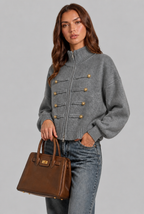 Military Zip Up Knit Cardigan