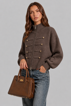 Military Zip Up Knit Cardigan