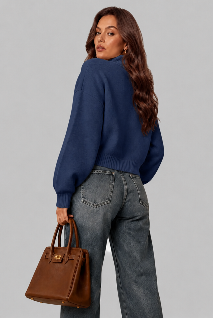 Military Zip Up Knit Cardigan
