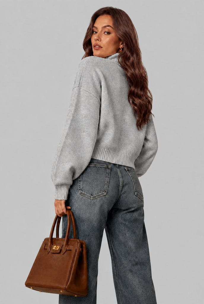 Military Zip Up Knit Cardigan