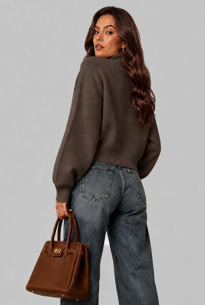 Military Zip Up Knit Cardigan