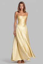Bella Satin Lace Up Maxi Dress