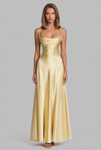 Bella Satin Lace Up Maxi Dress