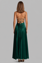 Bella Satin Lace Up Maxi Dress