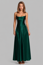 Bella Satin Lace Up Maxi Dress