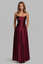 Bella Satin Lace Up Maxi Dress