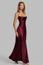 Bella Satin Lace Up Maxi Dress
