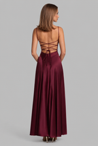Bella Satin Lace Up Maxi Dress