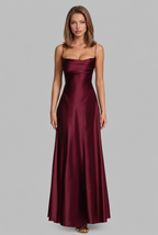 Bella Satin Lace Up Maxi Dress