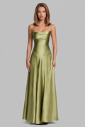 Bella Satin Lace Up Maxi Dress