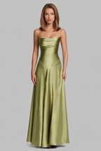 Bella Satin Lace Up Maxi Dress