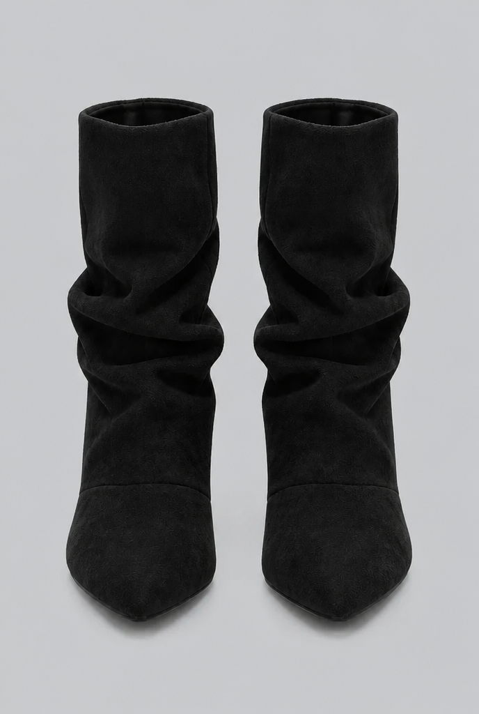 Slouch Kitten Heel Ankle Boots