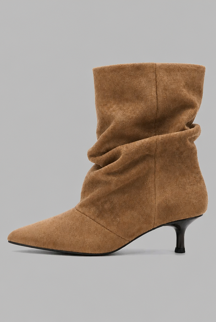 Slouch Kitten Heel Ankle Boots