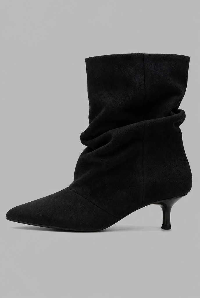 Slouch Kitten Heel Ankle Boots