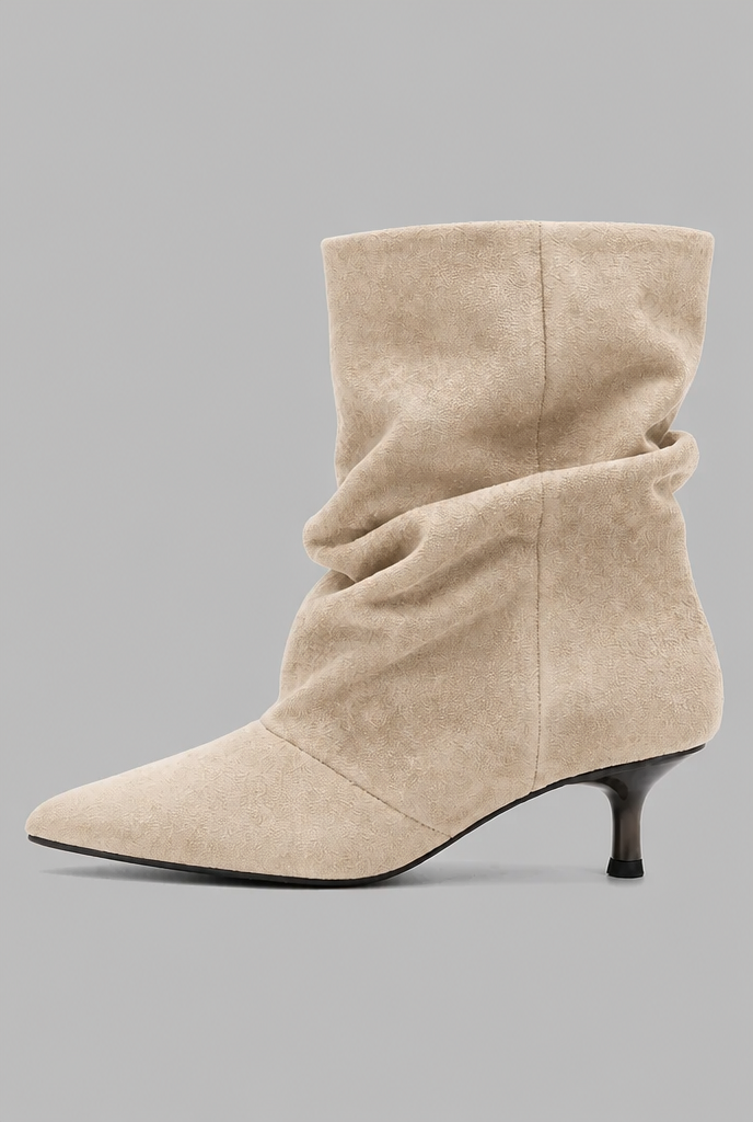 Slouch Kitten Heel Ankle Boots