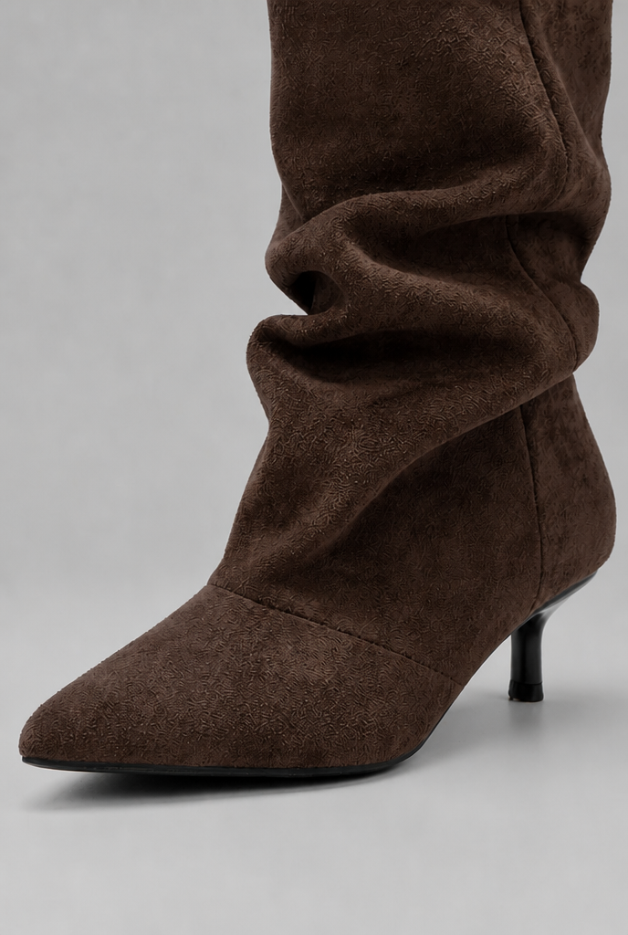 Slouch Kitten Heel Ankle Boots