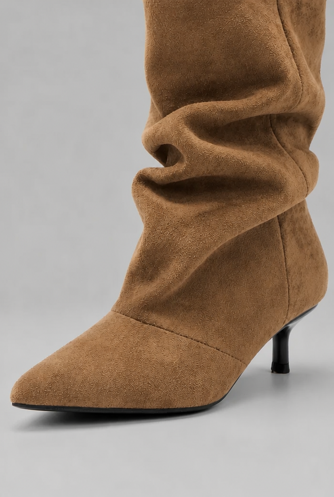 Slouch Kitten Heel Ankle Boots