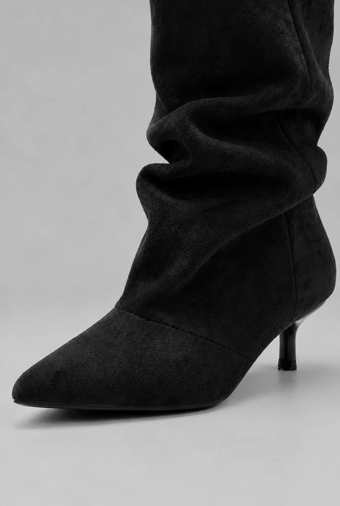 Slouch Kitten Heel Ankle Boots