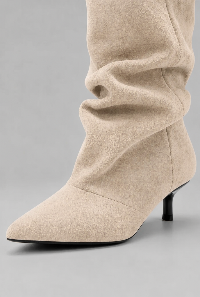 Slouch Kitten Heel Ankle Boots