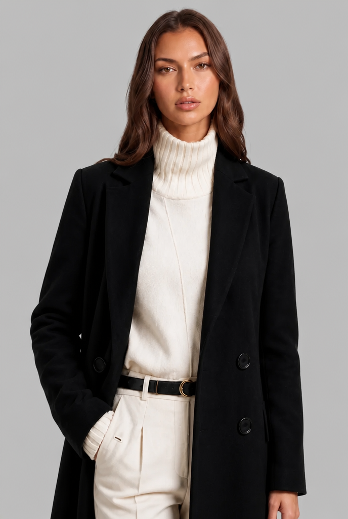 Long Double Breasted Wool Overcoat
