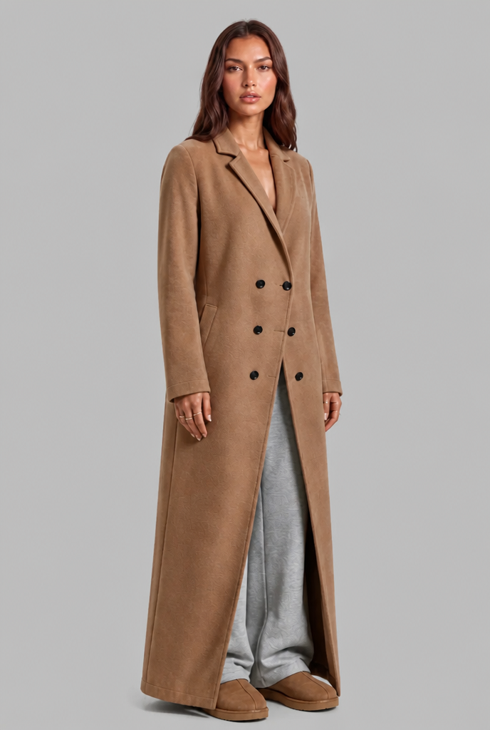 Long Double Breasted Wool Overcoat