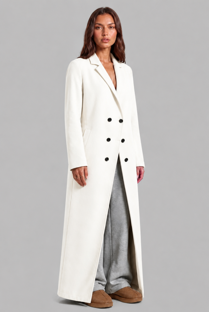 Long Double Breasted Wool Overcoat