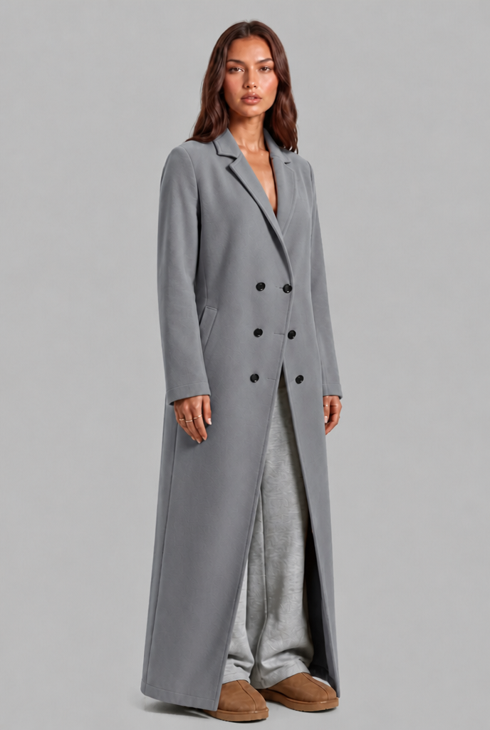Long Double Breasted Wool Overcoat