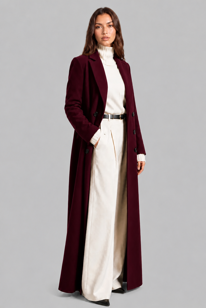 Long Double Breasted Wool Overcoat