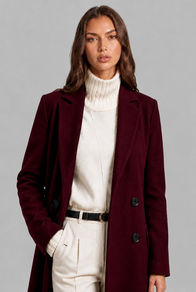 Long Double Breasted Wool Overcoat