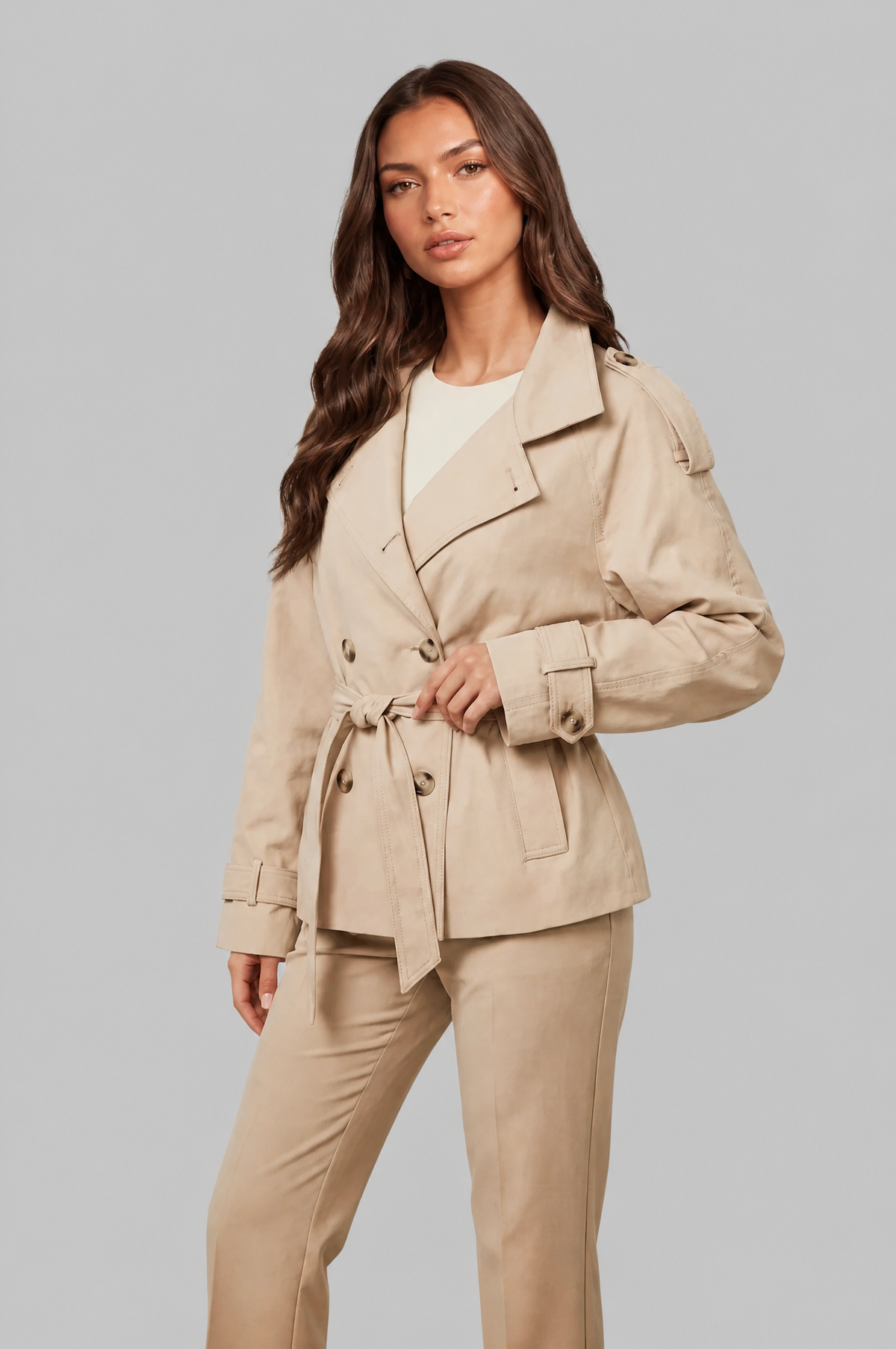 Camille Funnel Neck Trench Coat