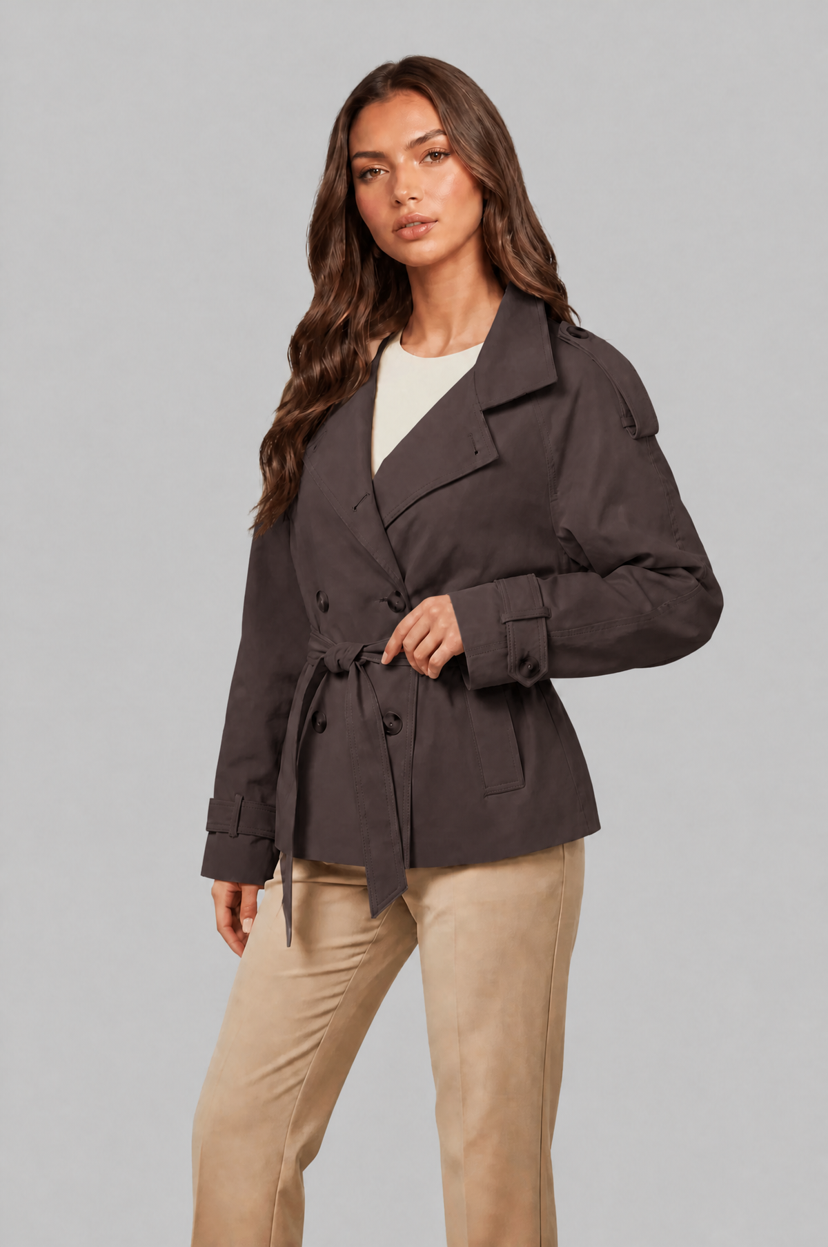 Camille Funnel Neck Trench Coat