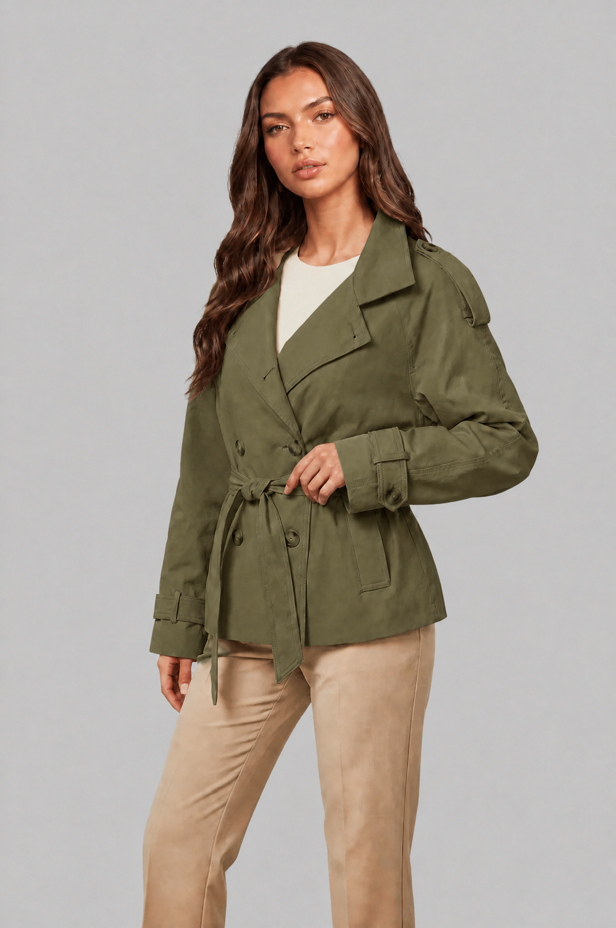 Camille Funnel Neck Trench Coat