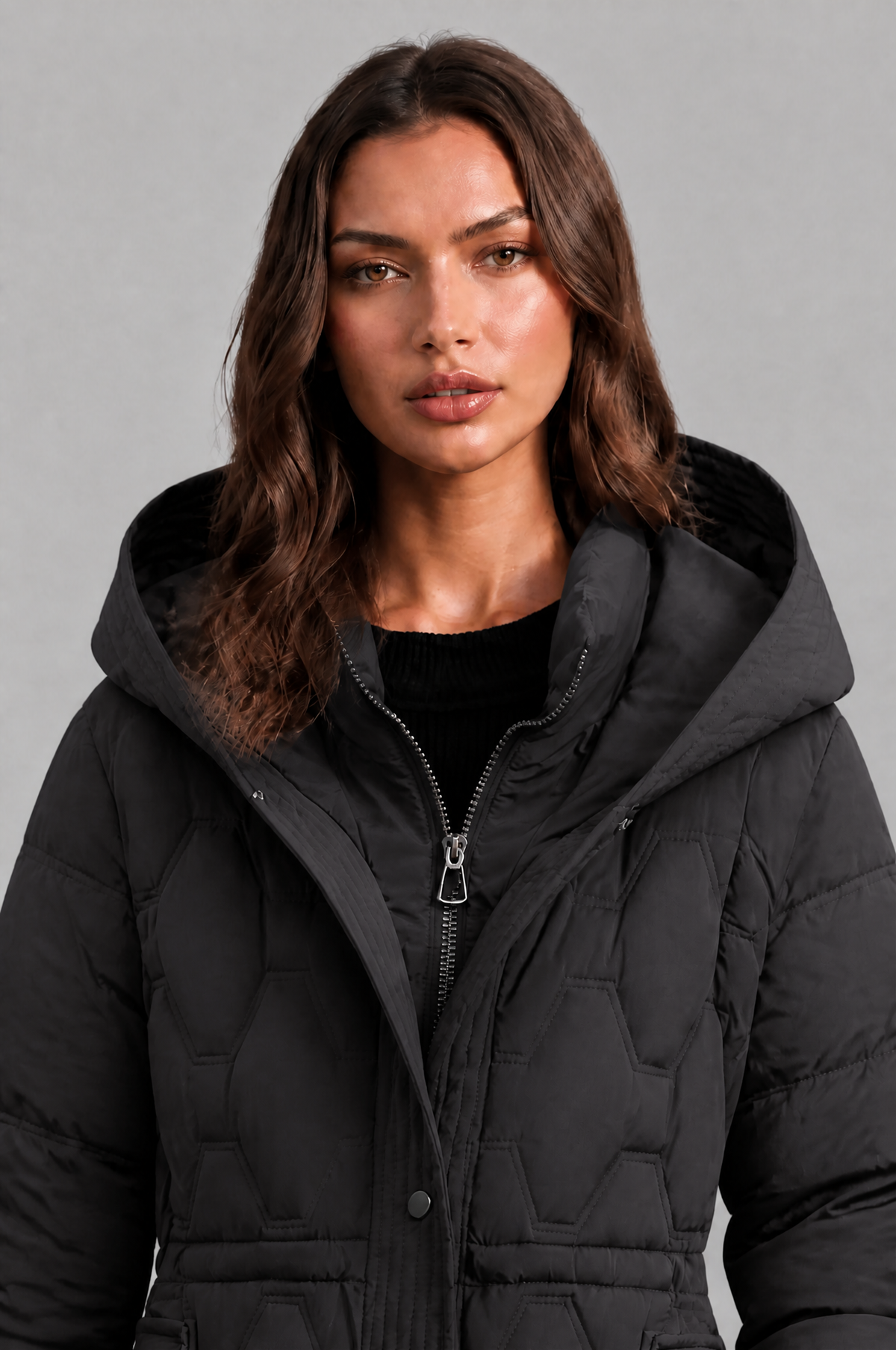 Lizza Longline Hooded Down Coat