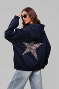 Leopard Star Back Print Hoodie