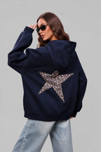 Leopard Star Back Print Hoodie