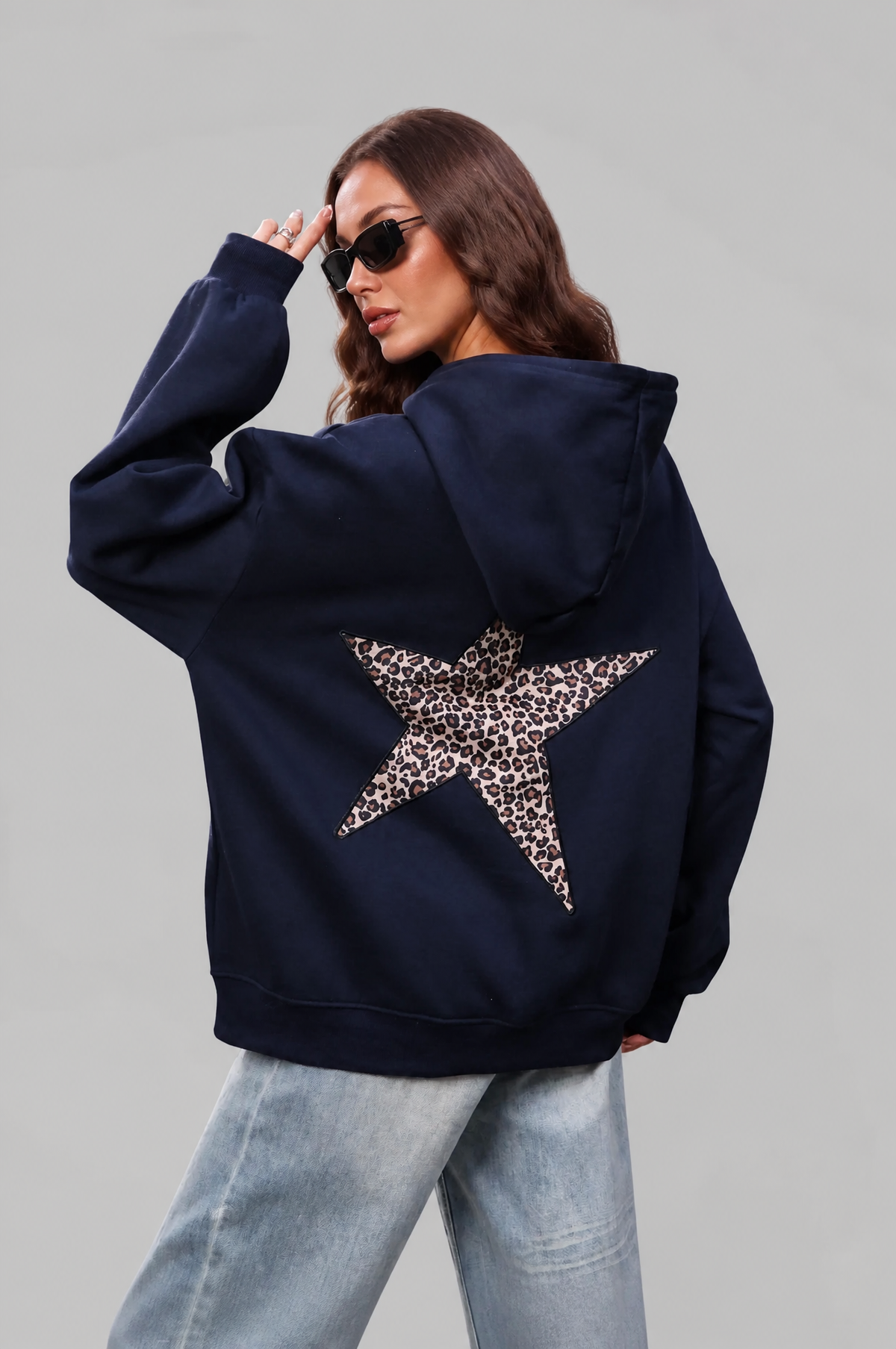 Leopard Star Back Print Hoodie