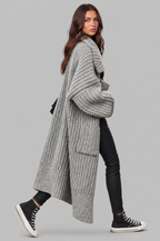 Zara Oversized Chunky Rib-Knit Longline Cardigan