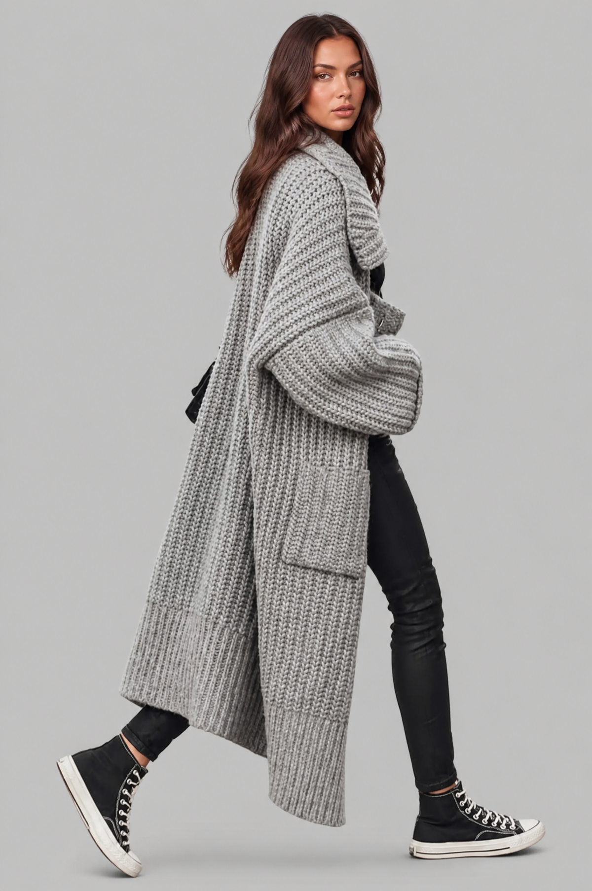 Zara Oversized Chunky Rib-Knit Longline Cardigan