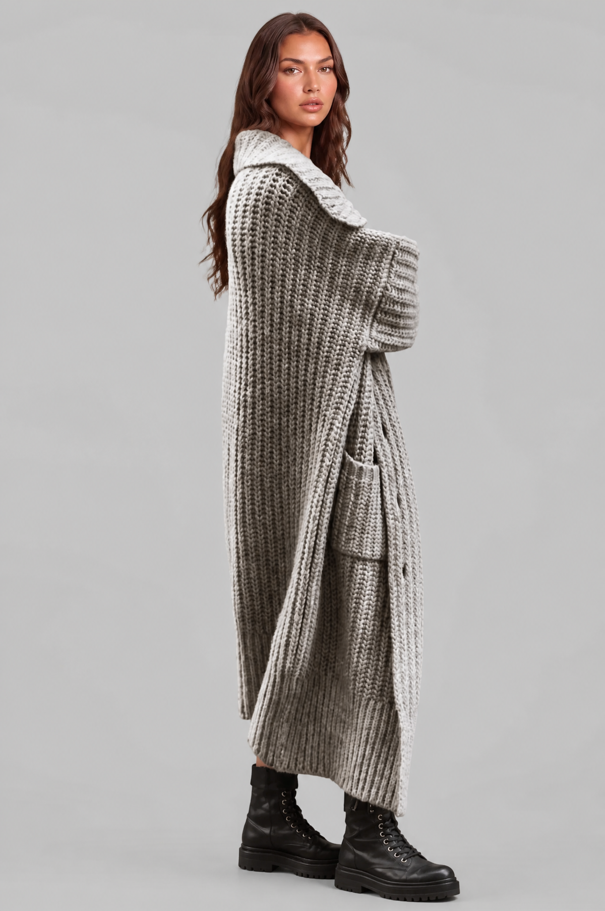 Zara Oversized Chunky Rib-Knit Longline Cardigan
